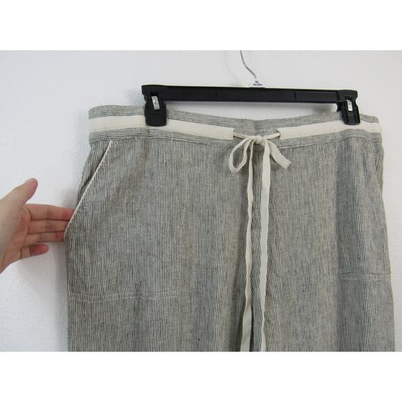 Caslon XL Yarn Dye Linen Blend Pant Blue White Vertical Front Tie Flowy - Picture 4 of 6